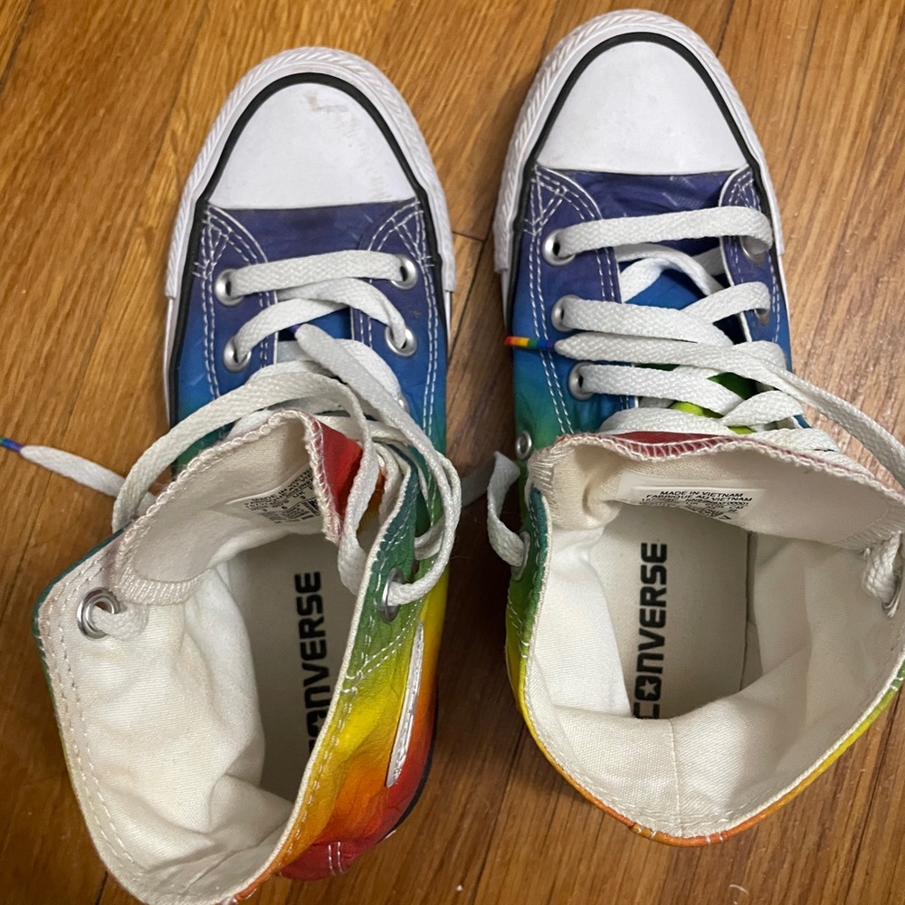 EUC Converse All Star Rainbow Chuck Taylor High-Top Sneakers Women Sz 5 - Picture 5 of 9